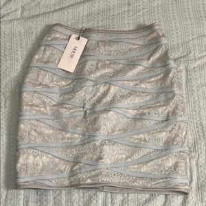 House of CB Beige and Light Gray Lace Pencil Skirt size S